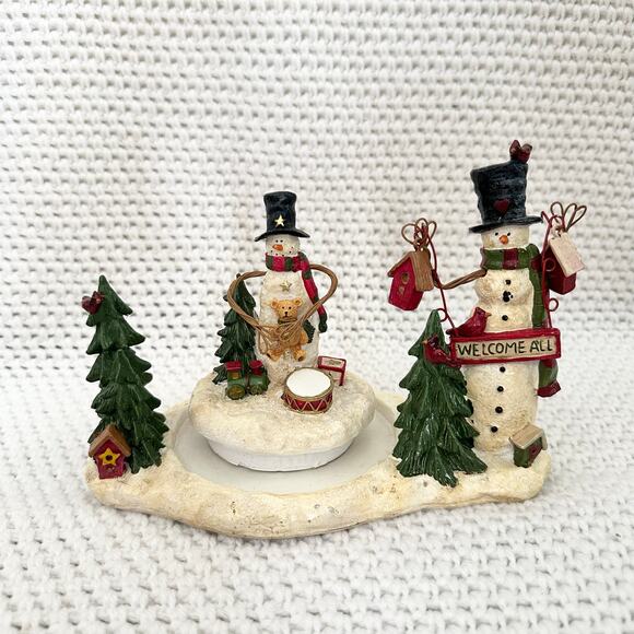 Yankee Candle Jar Candle Base Matching Topper 2011 Snowman Winter Holiday Scene - Picture 2 of 10